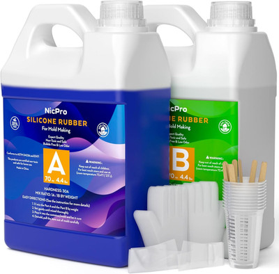 Nicpro 140oz Silicone Mold Making Kit, 30A Platinum Liquid Silicone Rubber, Flex