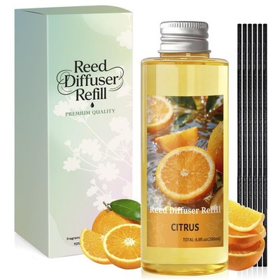 Scent-Hi Reed Diffuser Refill 200ml - Citrus 200 ml (1er Pack), Orange 