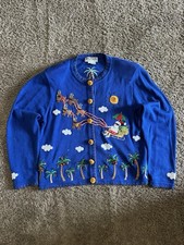 Vintage J.B. Quick Embroidered Christmas Cardigan sweater 90s size large