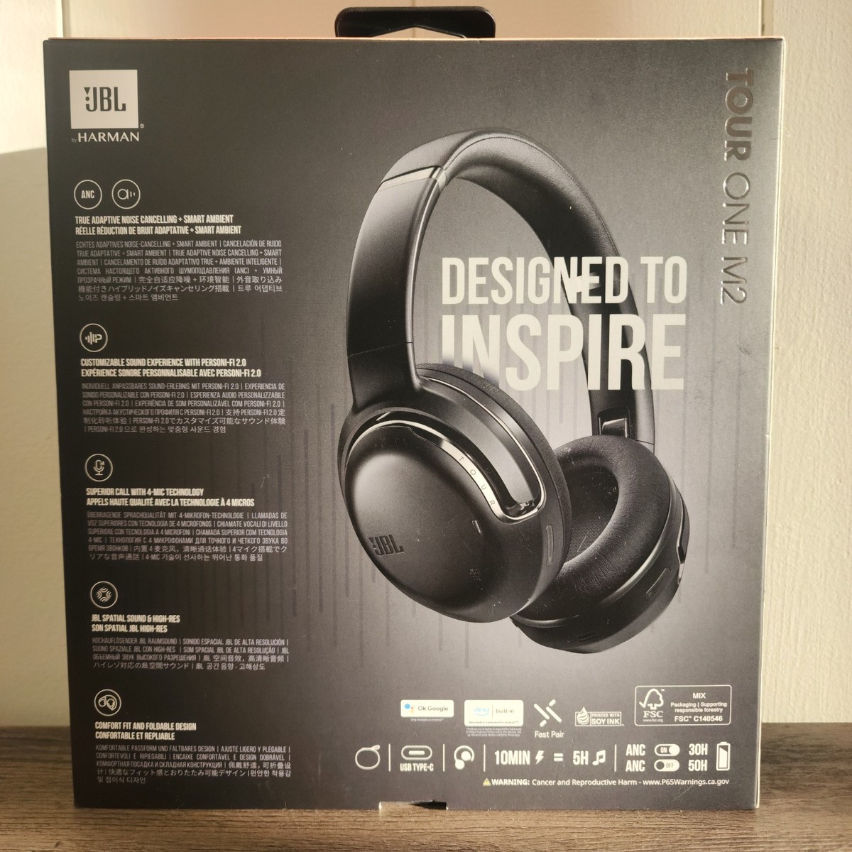 JBL Tour One M2 Wireless Over-Ear Headphones - Black for