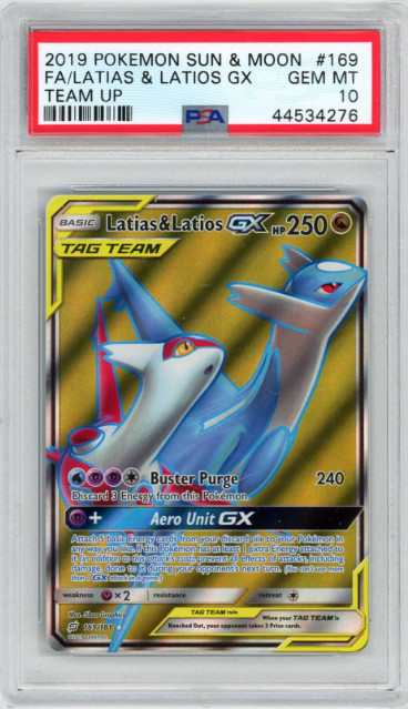 2019 Pokémon Latias & Latios GX #169 PSA 10 GEM MINT Team Up Holo Full Art