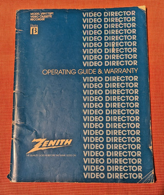 Vintage manual Zenith VR9775PT Video Cassette Recorder Beta wi quicxk ref. guide