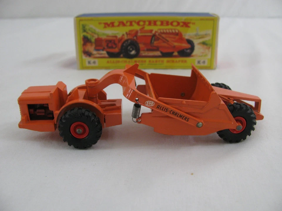 Lesney Matchbox King Size K-6 Orange Allis Chalmers 260 Motor Scraper w/ Box VG - Image 2 of 4