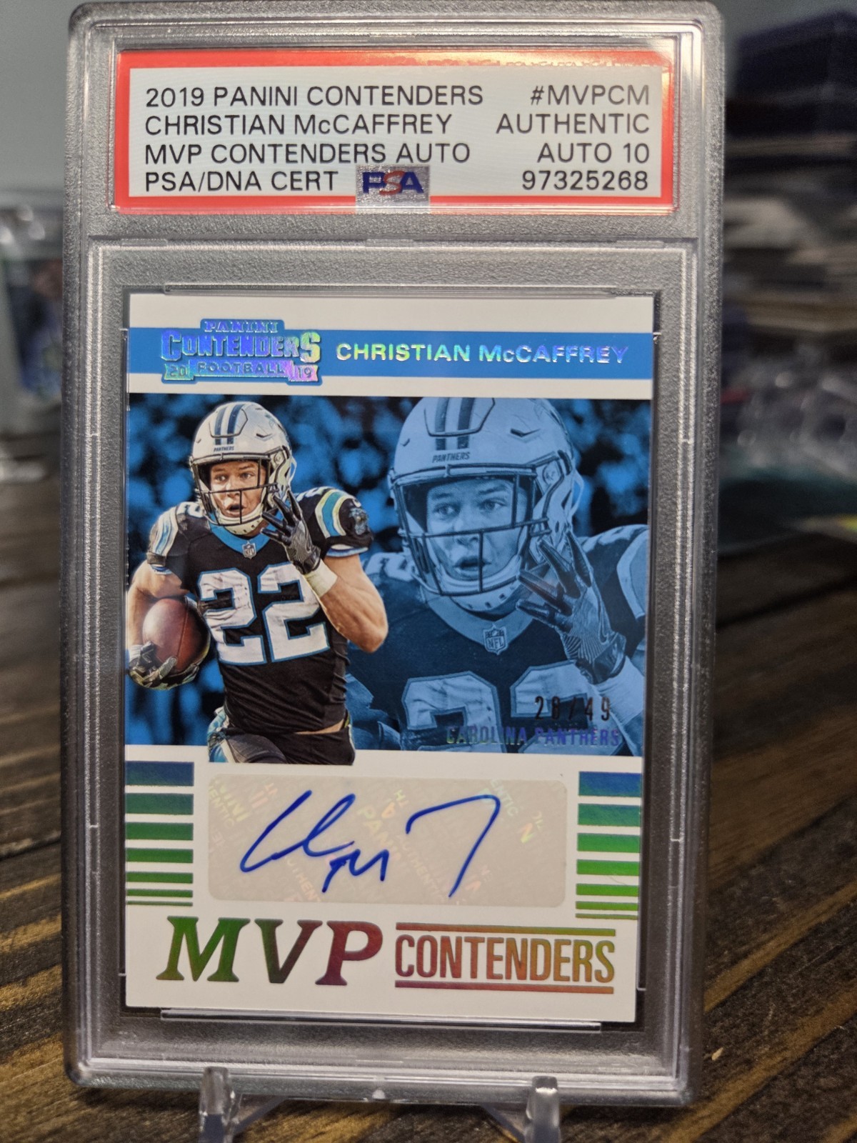 Christian McCaffrey Carolina Panthers 2019 MVP CONTENDERS AUTO /49 PSA 10 Panthers SSP 