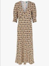 Rixo London Zadie Check Print Midi Dress Size XS Peach Black