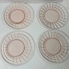 Depression Glass 8” Plates Optic Pink Set Of 4 1930’s Anchor Hocking Vintage