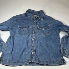 VTG Levi s Dry Goods Shirt Boys Small Medium Wash Denim With Small Stain On Cuff
