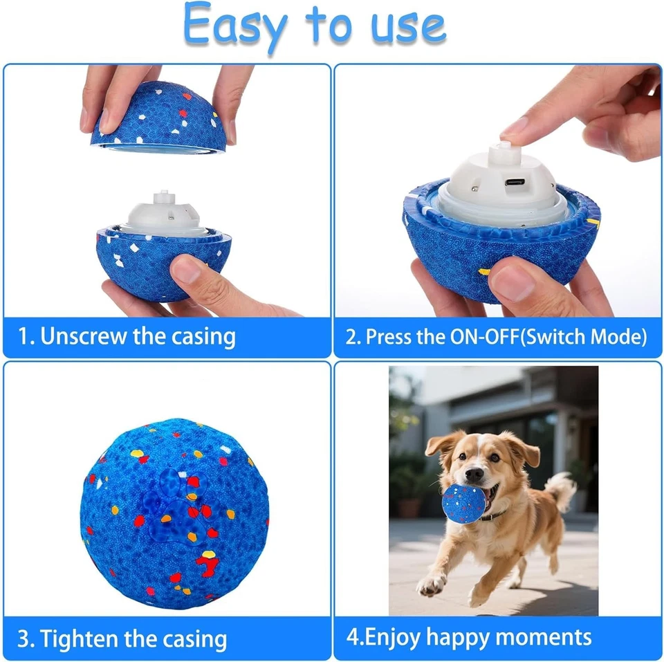 Self-Moving Interactive Dog Toy Ball 2 Modes Automatic Rolling, USB Rechargeable - Image 3 of 4