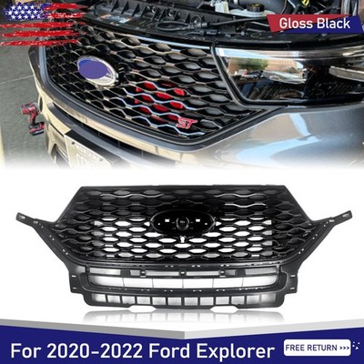 For 2020-2022 Ford Explorer Front Radiator ST Style Grille Assembly Gloss Black