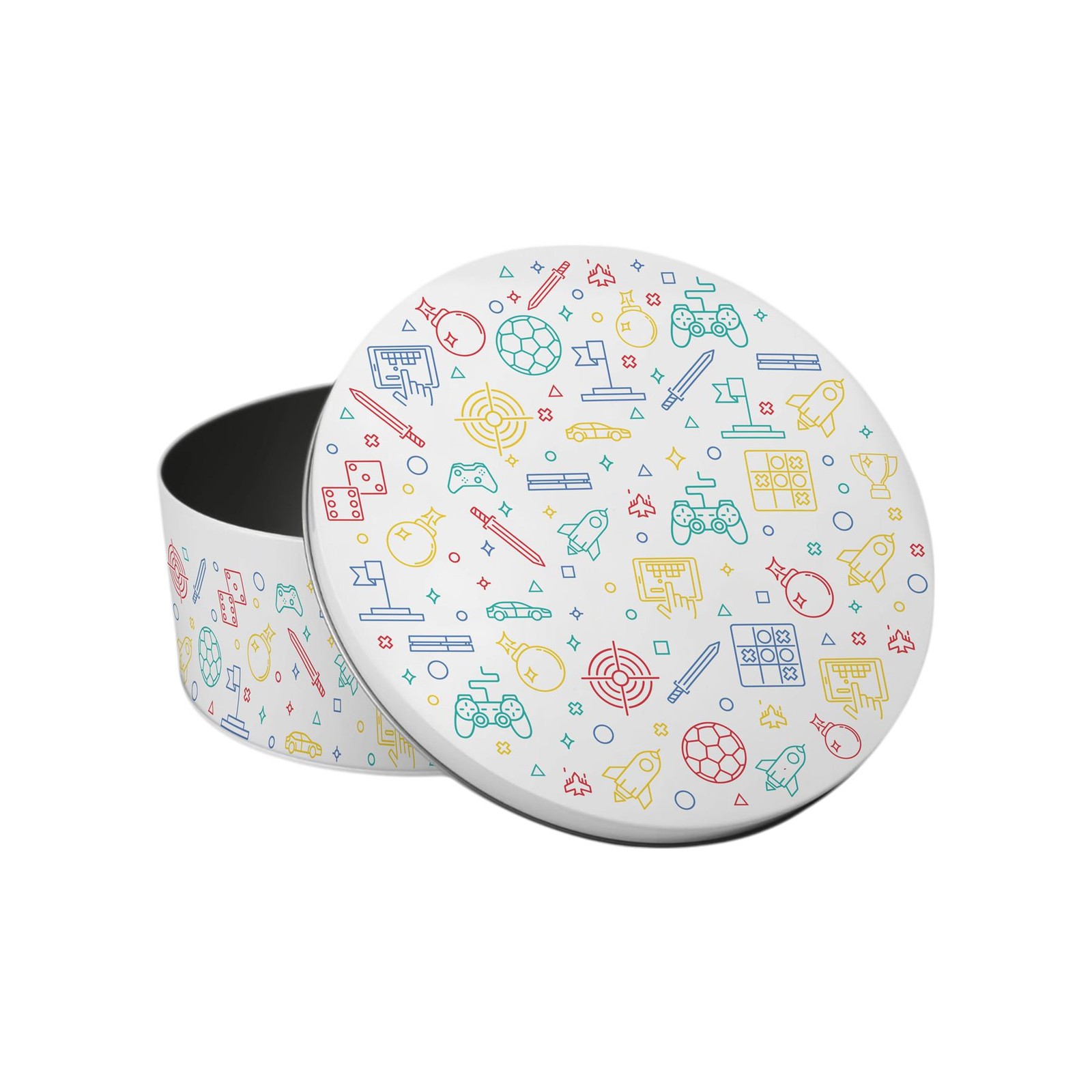 Gaming Icons Small Cake Tin - Round Metal Storage & Baking Gifts for Gamers