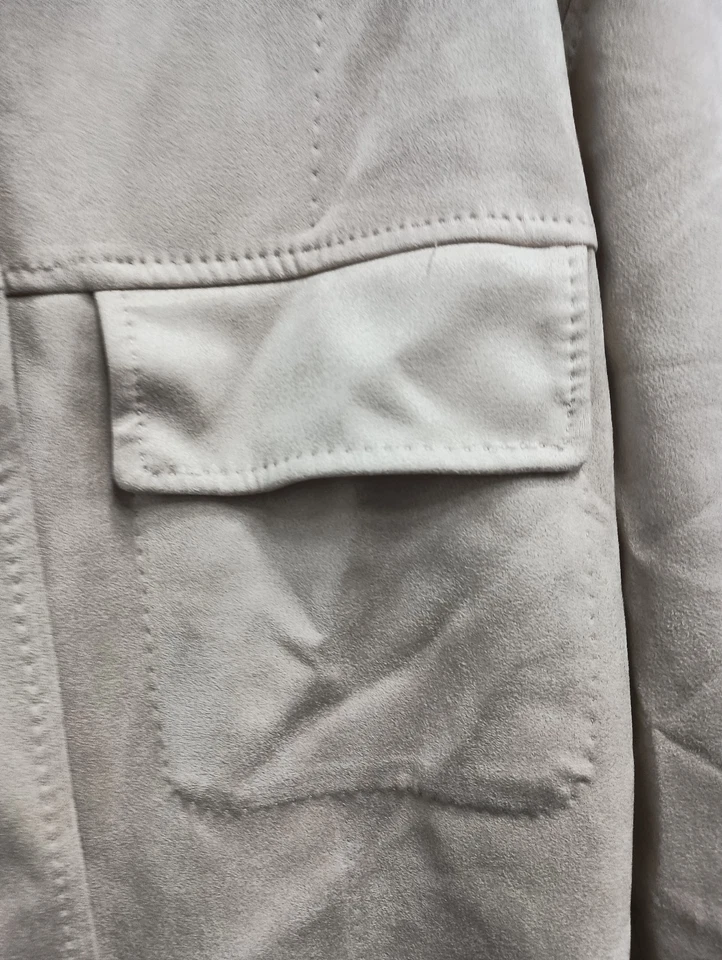 Max Studio Jacket Womens Large Beige Faux Suede Full Zip Outdoor Casual NEW - Image 3 of 4