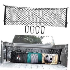Elastic Mesh Cargo Net with 4 Metal Carabiners, Black, Truck Bed Cargo Net