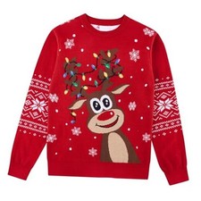 Kids Ugly Christmas Sweater Girls Boys Funny Tacky Novelty 7-8 Years Red Deer