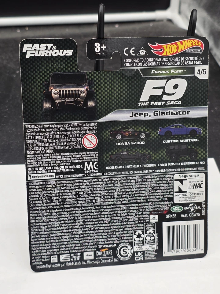 HOT WHEELS PREMIUM FAST & FURIOUS FURIOUS FLEET JEEP GLADIATOR  #4/5, NEW - Image 2 of 2