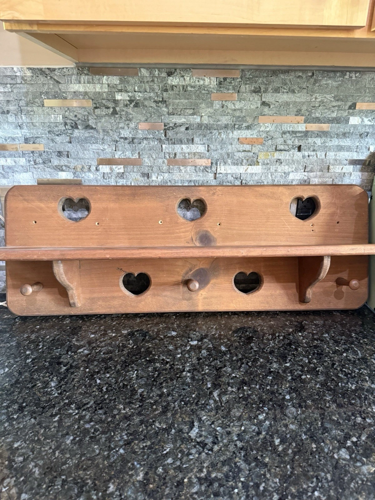 Vintage Cottage Core Handmade Heart Cut Outs 31” Wood Shelf