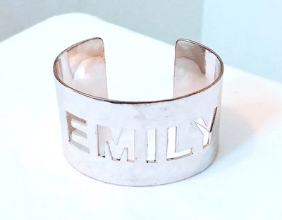Retired Rustic Cuff Bracelet EMILY Cut Out  Silver Hammered Metal RC Adjustable