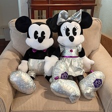 Disney Mickey  Minnie 100 Years Of Wonder Platinum 28" - 30" Large Plush Set