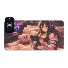 Anime Gamer Girl LED Mouse Pad Wireless Charging Mousepad Desk Mat