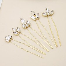 Crystal Wedding Hair Pins Set Rose Gold Bridal Hair Accessories