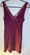 Reformation Silk Mini Dress Women M Purple Orange Floral Lace Trim Slip Coquette
