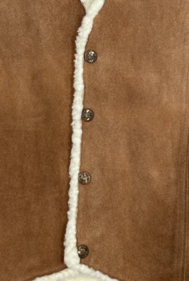 Vintage Steer Brand Leather Suede Vest Sherpa Lined Western Cowboy Size XL - Image 3 of 4