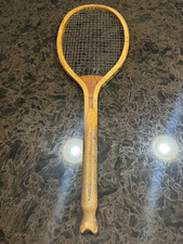 Rare wooden tennis racquet Fishtail England Antique wood elite 1890s vintage