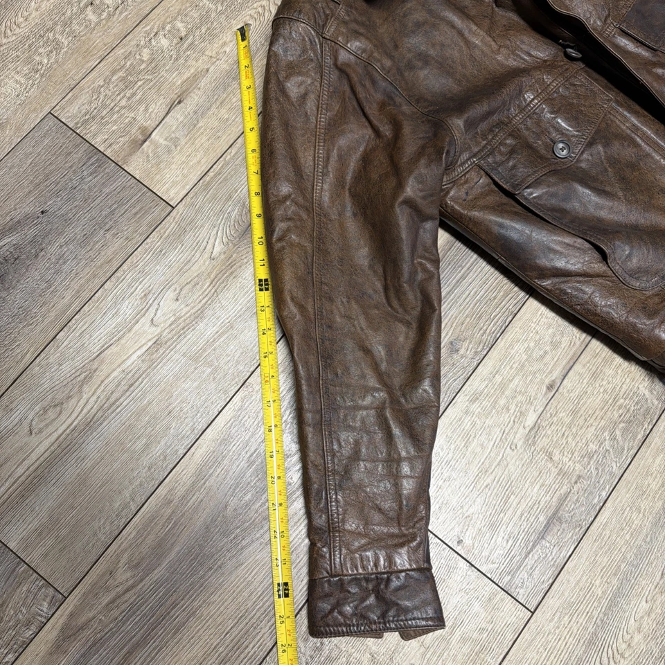 ABRIGO CHAQUETA RETRO DE CUERO MARRÓN NIEBLA CLIPPER VINTAGE PARA HOMBRE 42 LARGO Foto 4 de 4