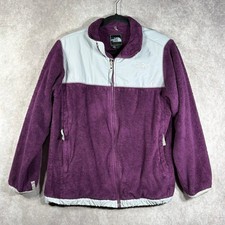The North Face Denali Jacket Girls XL Purple White Colorblock Fleece Full Zip