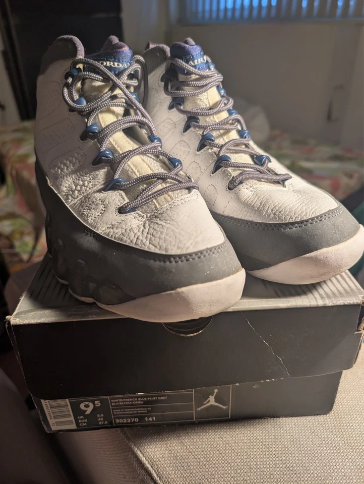 Nike Air Jordan IX 9 ретро французский синий 2002 кремень классный серый 302370-141 размер 9,5 - Изображение 3 из 4