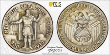 1930 Iceland 1000 Years of Althing 5 Kronur PCGS MS64 with Original Box