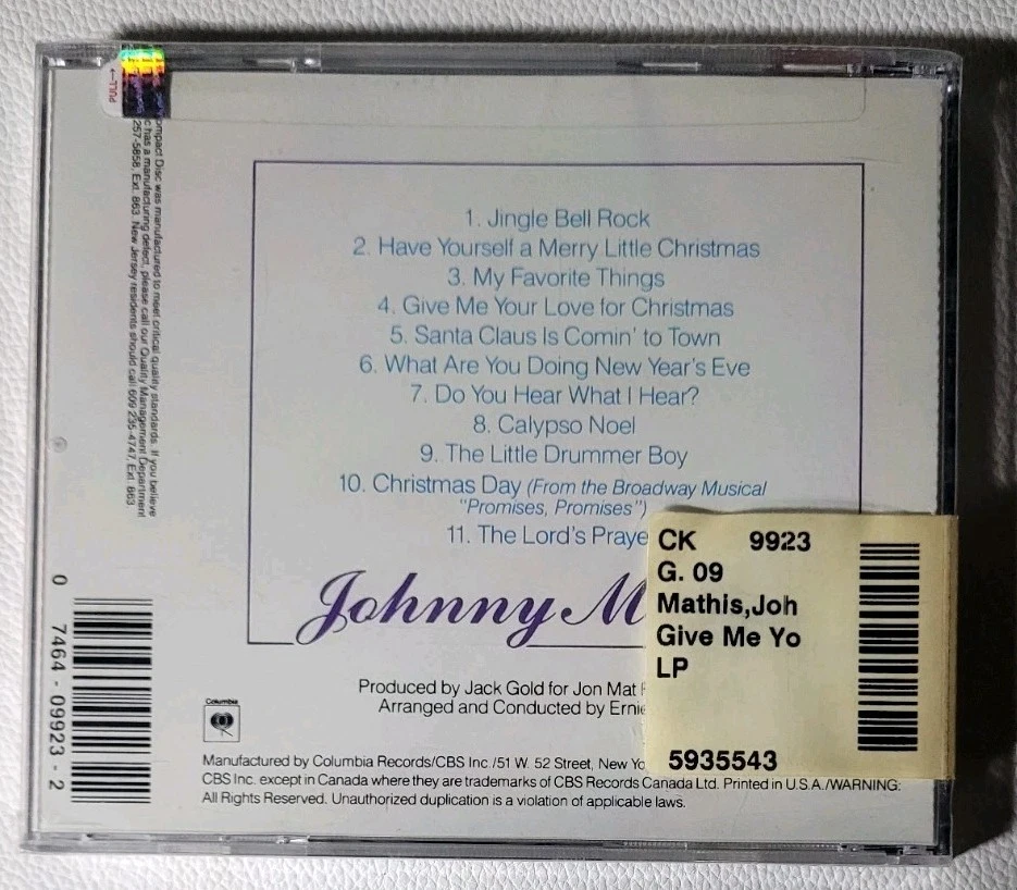 CD Johnny Mathis give me your love for christmas Neu! - Bild 2 von 2