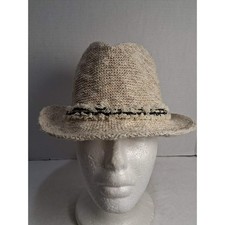 ZARA Straw Fedora Hat with Decorative Trim Beige Summer Fun Assesocories