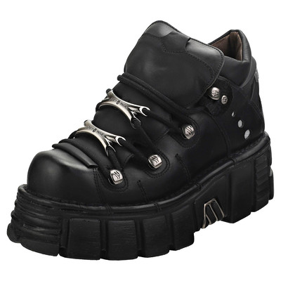 New Rock M106N-S6 Unisex Plattform Schuhe aus Leder - Schwarz - 44 EU