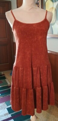 Wild Fable Size Junior XS Spaghetti Straps Rust Dress Adj Straps Tiered Ruffled 