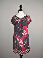 BCBGMAXAZRIA $228 Abstract Rose Print Stretch Shift Dress w/ Pockets Small