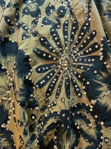 Bernardo NWT 12 W 32” L 29” Stem Beaded 100% Cotton Flared Skirt Sequins Floral - Picture 3 of 8