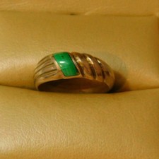 Sterling Silver Banded Green Malachite Stone size 6 Band Ring 9i 72