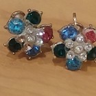 Vintage Signed Nemo Screw Back Earrings Flower missing stones as is — photo 5