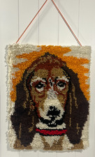 Vintage Beagle Dog Hook and Latch Wall Hanging Rug 18 X 24 Completed  VGUC
