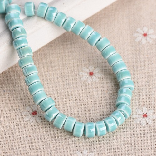 30pcs 6x4mm Rondelle Cylinder Shiny Glossy Glazed Ceramic Porcelain Loose Beads - Picture 10 of 15
