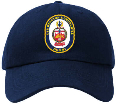 DDG-81 USS Winston S. Churchill Badge Navy Baseball Cap Hat Hook & Loop Closure