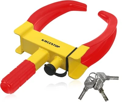 KAYCENTOP Trailer Wheel Clamp Lock Max 10" Tire Width Anti Theft Tire Boot Red Yellow