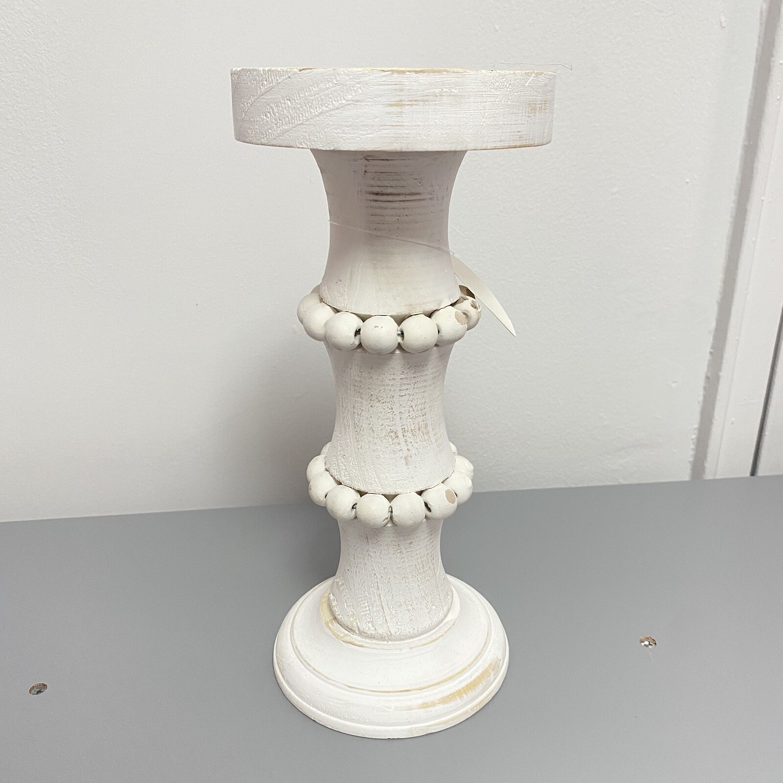 Sagebrook Home Wood Antique Style Candle Holder With White Finish 14498-06