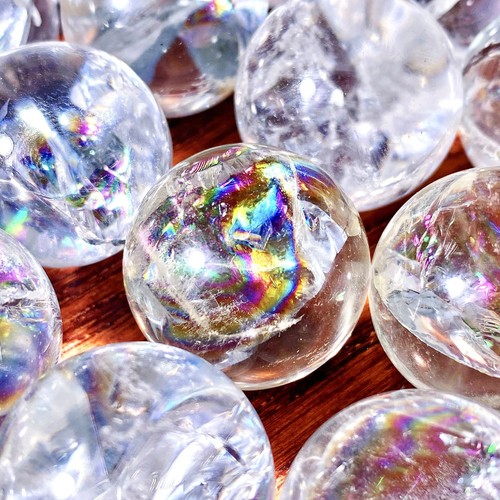 1PC Random Crackle Rainbow Clear Quartz Sphere Natural Crystal,Gemstone Jewelry, - Picture 11 of 14