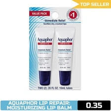 Aquaphor Lip Repair Tubes 0.35 oz (Pack of 2) - Chapped Lips Moisturizing Balm