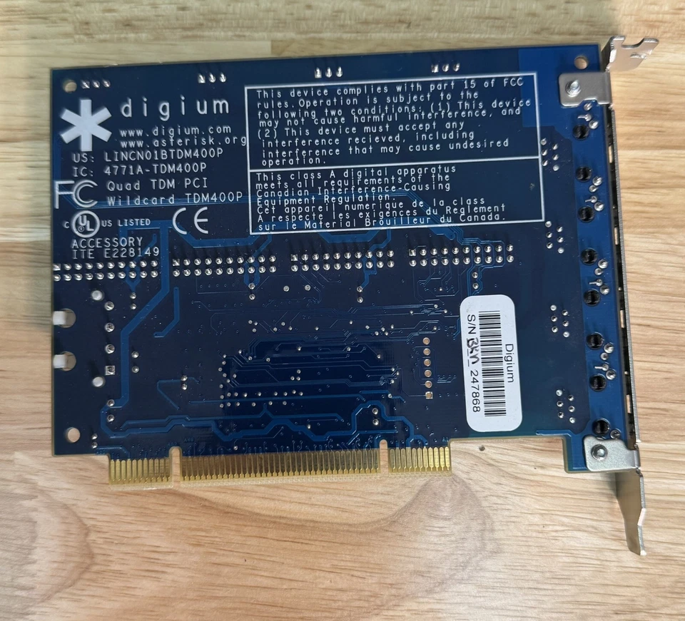 Digium Wildcard TDM400P PCI VoiP Carp With 4 X100M FXO Modules - Image 2 of 4