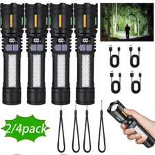 2/4xSuper Bright LED USB Flashlight Rechargeable Work Light 99000000 Lumens