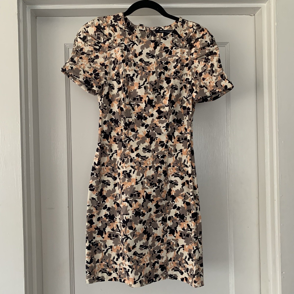 french connection beige dress French Connection Women's Rhodes Pop Gingham Smocked Dress - Tan/Beige - Size L