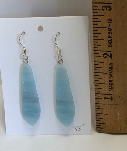 TIFFANY GLASS EARRINGS HAND MADE FROM OLD STOCK STAINED GLASS. STERLING SILVER - Picture 10 of 11