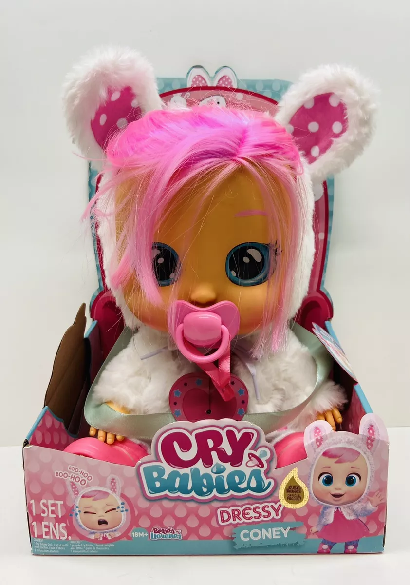Cry Babies Dressy Coney Interactive Baby Doll Pink Hair Bunny Themed Hoodie